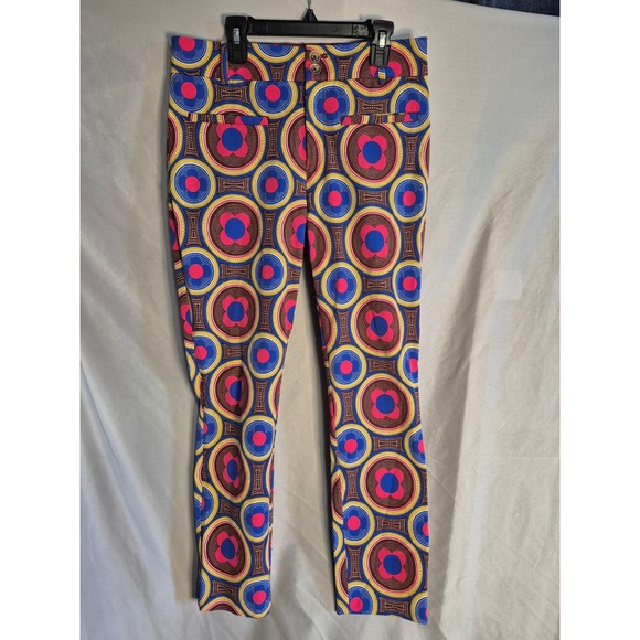 Anthropologie The Essential Slim Geometric Print Pants Size 6 Colorful - Picture 1 of 4